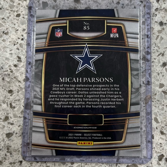 MICAH PARSONS ROOKIE CARD NFL SELECT 2021 PANINI DALLAS COWBOYS - Picture 2 of 2